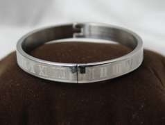 Stainless Steel Silver Color Roman Numeral Bracelet