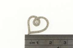 10K White Gold Classic Diamond Inset Loop Heart Love Pendant