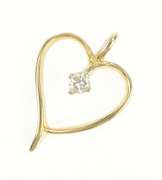 14K Yellow Gold Heart 0.10 Ct Diamond Love Symbol Classic Pendant