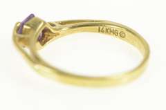 14K Yellow Gold Hexagon Amethyst Honeycomb Bypass Ring