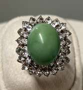 Vintage White Gold Ring with Turquoise and Diamonds