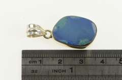 Sterling Silver Oval Natural Opal Inset Bezel Southwestern Pendant