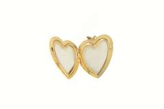 14K Yellow Gold Retro Diamond Inset Classic Heart Locket Pendant