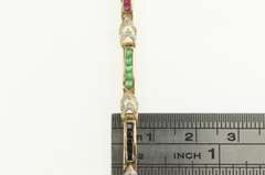 14K Yellow Gold 3.50 Ctw Ruby Sapphire Diamond Tennis Bracelet