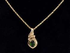 Gorgeous Tourmaline and Diamond Pendant Necklace In 14KT Yellow Gold