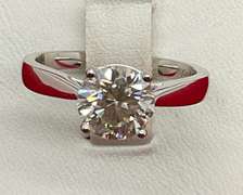 CERTIFIED 14K WHITE GOLD DIAMOND SOLITAIRE  RING WITH 1.60 CARAT LAB GROWN DIAMOND