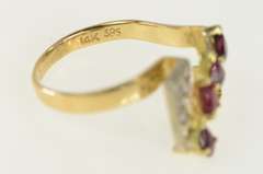 14K Yellow Gold 1940's Pear Natural Ruby Diamond Squared Ring