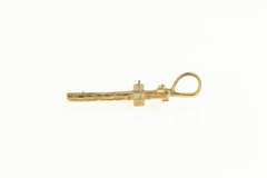 14K Yellow Gold Ornate Textured Cross Christian Faith Symbol Pendant