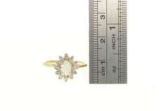 14K Yellow Gold Oval Natural Opal Diamond Halo Cocktail Ring