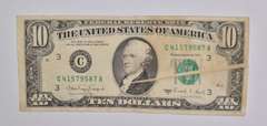 ERROR 1988-A $10 Philadelphia, PA US FRN Gutter Fold Error Note