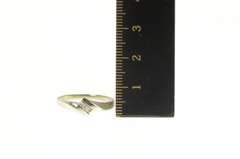10K White Gold Three Stone Diamond Bypass Band Ring