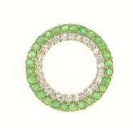 10K Yellow Gold White Sapphire Emerald Circle Halo Journey Pendant