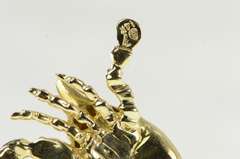 14K Yellow Gold 3D Crab Crustacean Cancer Astrology Zodiac Pendant