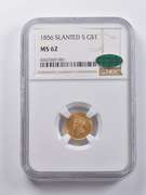 MS62 1856 $1 Indian Princess Head Gold Dollar Piece Slanted 5 CAC NGC