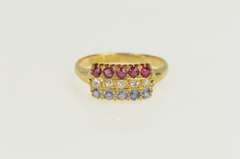 18K Yellow Gold 1913 1.10Ctw OEC Diamond Sapphire Ruby Band Ring