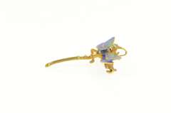 14K Yellow Gold 0.50 Ctw Sapphire Diamond Enamel Dragonfly Pin/Brooch