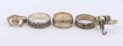 Vintage 925 Sterling Silver Group Lot of 5 Rings