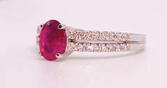 18kt Solid White Gold, Ruby, & Diamond Ring