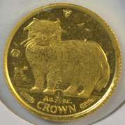 Prooflike 1989 Isle of Man 1/25th oz pure gold Cat coin