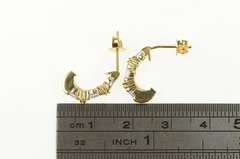 14K Yellow Gold Tanzanite Diamond Semi Hoop Curved Bar Earrings