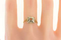 14K White Gold Engraved Art Deco Engagement 2.6mm Setting Ring