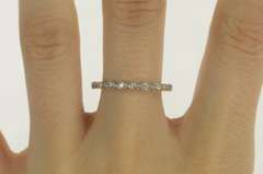 14K White Gold Ornate Scalloped Diamond Wedding Band Ring