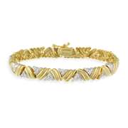 18K Gold over Sterling Silver Diamond Accent Bracelet