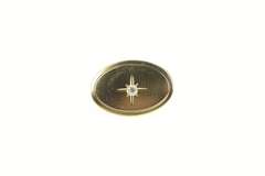 14K Yellow Gold Retro Diamond Inset Oval Grooved Lapel Pin/Brooch