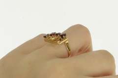 14K Yellow Gold 1940's Pear Natural Ruby Diamond Squared Ring