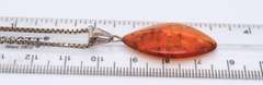 Vintage 925 Sterling Silver Amber Pendant on Box Chain Necklace