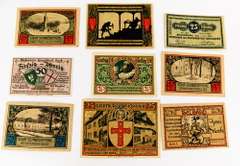 9 Foreign Paper Bills, All 1920's