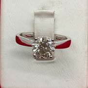 CERTIFIED 14K WHITE GOLD DIAMOND SOLITAIRE  RING WITH 1.60 CARAT LAB GROWN DIAMOND
