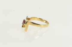 14K Yellow Gold 1940's Pear Natural Ruby Diamond Squared Ring