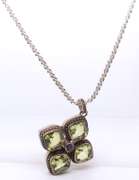Vintage 925 Sterling Silver Indonesia Peridot Pendant on Italian Chain Necklace