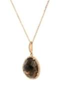 Powerful Rose Gold Smokey Quartz and Diamond Frame Pendant on Chain