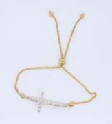 Dazzling Yellow Gold Diamond Cross Bracelet