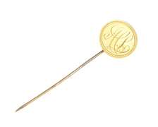 14K Yellow Gold Victorian ACL ALC Monogram Original Box Stick Pin