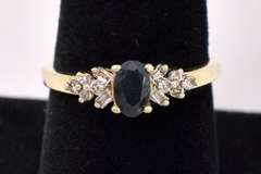 Exquisite Blue Sapphire And Diamond Ring In Yellow Gold