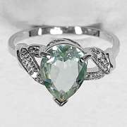 1.48 CT GREEN AMETHYST SILVER COCKTAIL RING