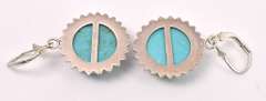 Blue Turquoise Flower Earrings In Sterling Silver