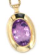 45.0ct Oval Amethyst Bezel Set Large Pendant Necklace in 14KT