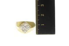 14K Yellow Gold 0.45 Ctw Diamond 1960's Squared Cluster Ring