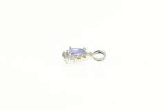 14K White Gold Trillion Tanzanite Diamond Halo Statement Pendant