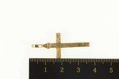 14K Yellow Gold Ornate Textured Cross Christian Faith Symbol Pendant