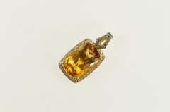 14K Yellow Gold LeVian 7.26 Ctw Citrine Diamond Halo Pendant