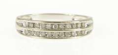 10K White Gold Tiered Diamond Channel Classic Wedding Band Ring