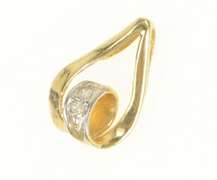 14K Yellow Gold Diamond Inset Loop Swirl Classic Pendant