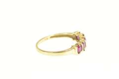 14K Yellow Gold Five Stone Oval Natural Ruby Band Ring