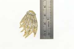 14K Yellow Gold 1940's White Sapphire Fanned Leaf Cluster Ring