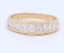 Dazzling Yellow Gold Princess Cut Diamond Band